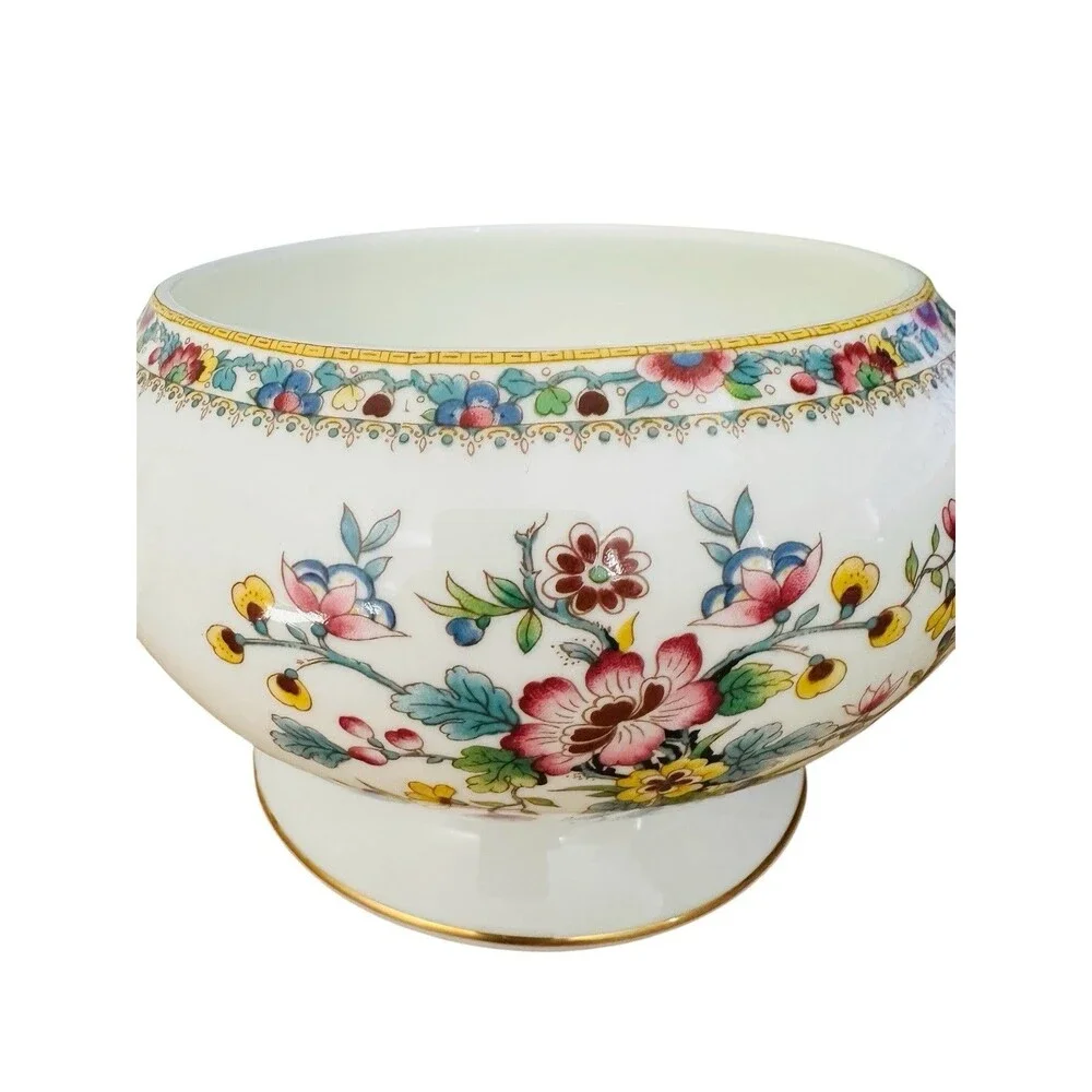 Coalport China Ming Rose Rose Bowl Wire Frog For Flowers 6"W x 4"H Vintage Rare - Picture 6 of 12